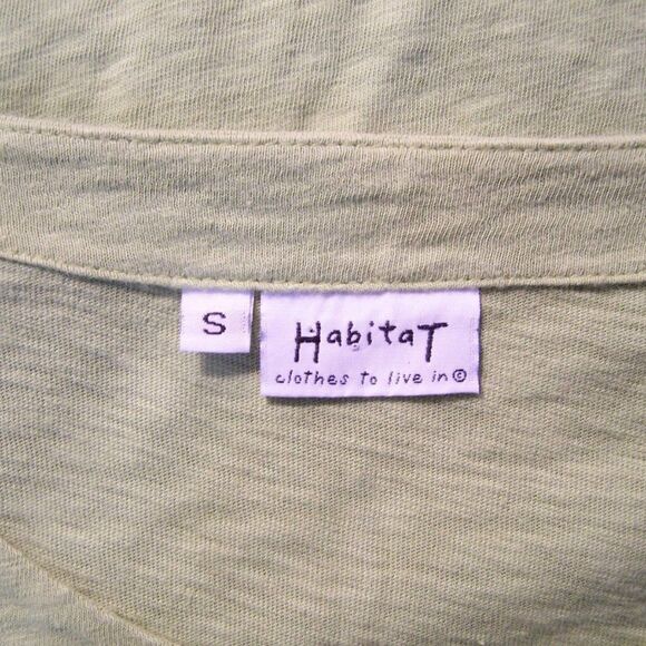 Habitat Shirt Top Small Green 3/4 Sleeves Scoop Neck 100% Cotton Womens Casual - Picture 7 of 9